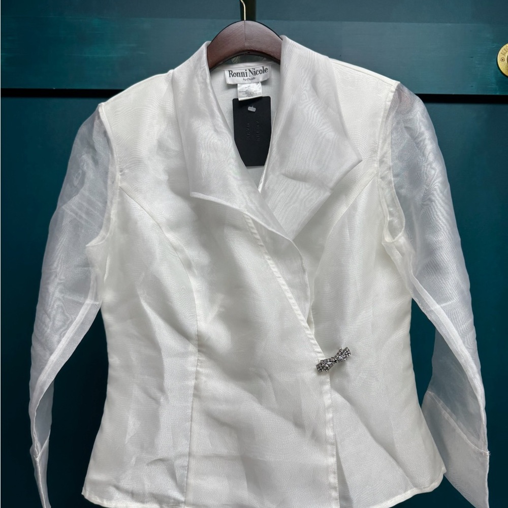 VINTAGE Ronni Nicole White Sheer Sleeve Blazer